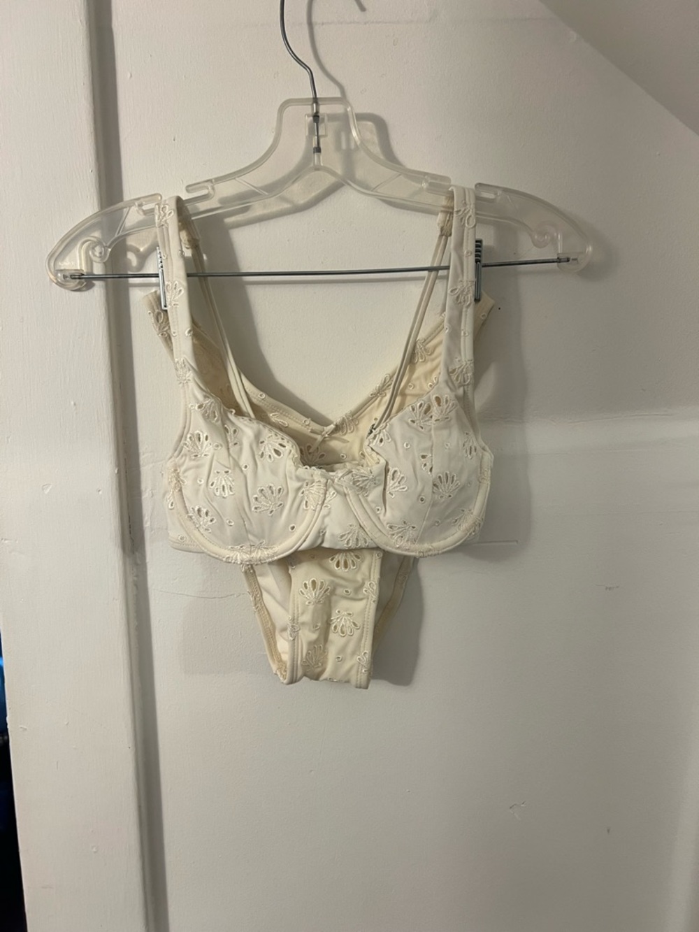 Cream Shell Embroidered Balconette Bikini Set